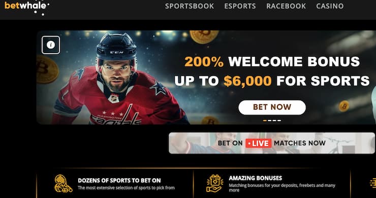 Featured promo on BetWhale, a top online sports betting option in Rhode Island.